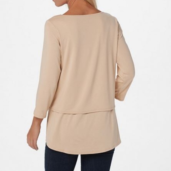 Joan Rivers Jersey Knit Layered Top with 3/4 Sleeves  8581 - Picture 2 of 3